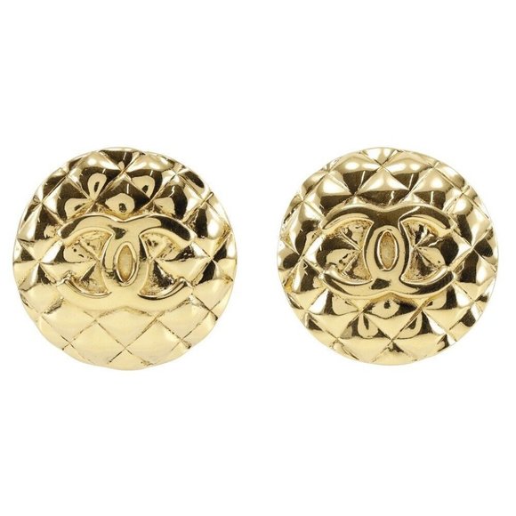 CHANEL Handbags - CHANEL COCO Mark Earring Matelasse Plated Gold 37.5g Women